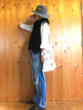 「TODAYFUL（トゥデイフル）のVintageトートバッグ（トートバッグ）」を使った、haru◡̈⃝♡さん（レディース・161cm）の秋コーディネート