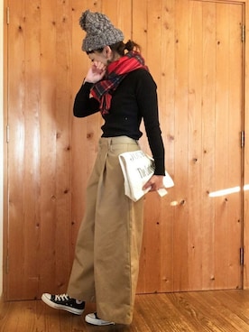 「TODAYFUL（トゥデイフル）のVintageトートバッグ（トートバッグ）」を使った、haru◡̈⃝♡さん（レディース・161cm）の秋コーディネート