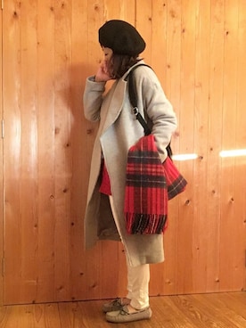 「HOLIDAY（ホリデイ）のアイテム（ハンチング/ベレー帽）」を使った、haru◡̈⃝♡さん（レディース・161cm）の冬コーディネート