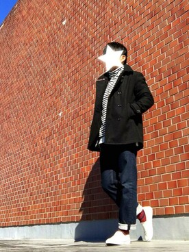 「Pコート」｜「アイテム（ダウンジャケット/コート）」を使った、てん。さん（メンズ・169cm）の冬コーディネート