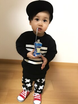 「BRANSHES（ブランシェス）のアイテム（スウェット）」を使った、R mam¨̮♡⃛さん（レディース・90cm）の秋コーディネート