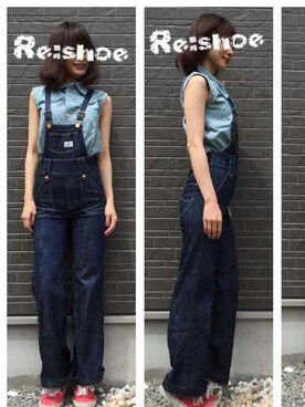 「デニムonデニム」｜「アイテム（オールインワン・サロペット）」を使った、alice.mさん（レディース・166cm）の春コーディネート
