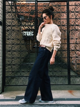 「アイテム（サングラス）」を使った、K A R E Nさん（レディース・166cm）の秋コーディネート