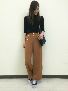 「A part by（アパートバイ）の2WAYパターンクラッチバッグ　569546（クラッチバッグ）」を使った、mio🍑さん（レディース・172cm）の秋コーディネート