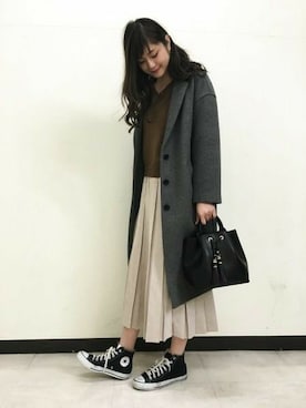「アパートバイローリーズ」｜「アイテム（チェスターコート）」を使った、mio🍑さん（レディース・172cm）の冬コーディネート