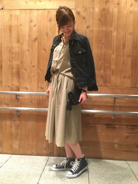 「アパートバイローリーズ」｜「アイテム（デニムジャケット）」を使った、mio🍑さん（レディース・172cm）の秋コーディネート