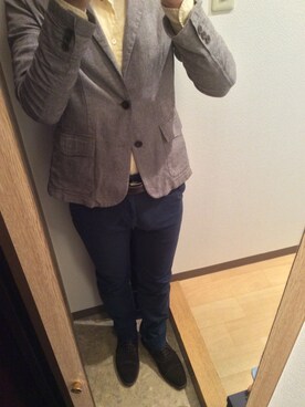 「no brand（ノーブランド）のアイテム（シャツ/ブラウス、イエロー系）」を使った、gouyanさん（メンズ・174cm）の秋コーディネート