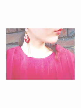 「レッドコーデ」｜「アイテム（アクセサリー）」を使った、marinaaさん（レディース・151cm）の夏コーディネート