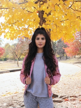 「Missguidedのアイテム（その他アウター）」を使った、Maryam Ishtiaq-Shahさん（レディース・168cm）の秋コーディネート