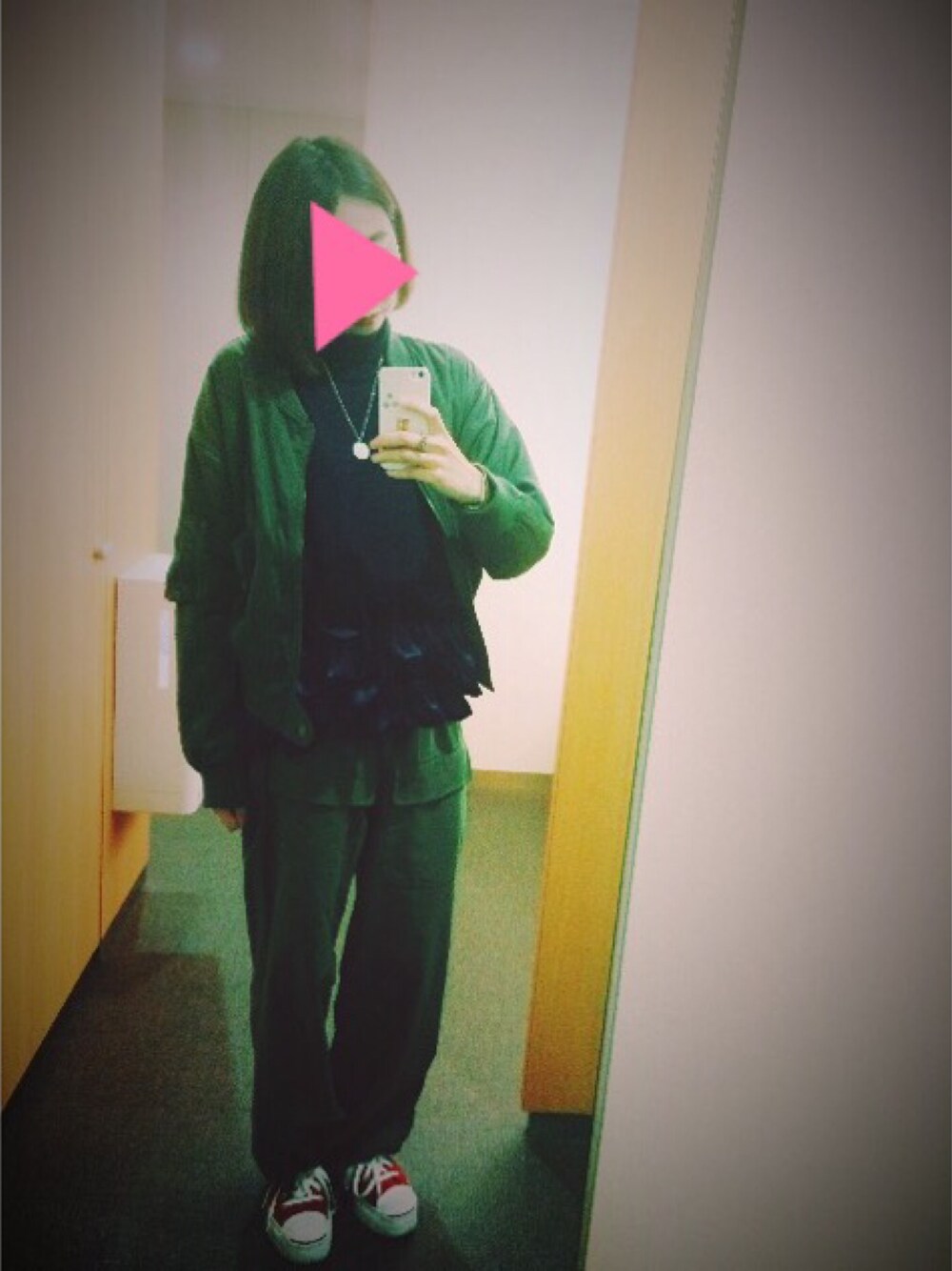 「used、古着、ラルフローレン、merry jenny、ニット」｜「merry jennyのﾍﾞﾛｱﾌﾘﾙﾀｰﾄﾙﾆｯﾄ （ニット/セーター、ブルー系）」を使った、edaさん（レディース・163cm）の秋コーディネートの1枚目の写真