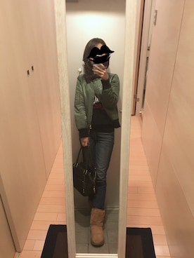 「アイテム（MA-1）」を使った、mamemameさん（レディース・162cm・30代）の冬コーディネート