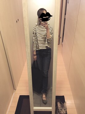 「ボーダー×デニム」｜「アイテム（その他）」を使った、mamemameさん（レディース・162cm）の春コーディネート
