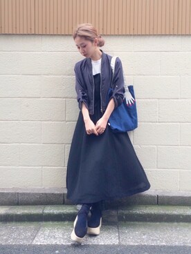 「ペタンコ靴」｜「アイテム（ブルゾン）」を使った、merry jenny 吉河唯さん（レディース・159cm）の春コーディネート