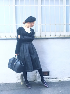 「unrelaxing（アンリラクシング）のアイテム（ハンチング/ベレー帽）」を使った、merry jenny 吉河唯さん（レディース・159cm）の秋コーディネート