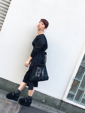 「COSMIC WONDER（コズミックワンダー）のアイテム（ワンピース）」を使った、merry jenny 吉河唯さん（レディース・159cm）の春コーディネート