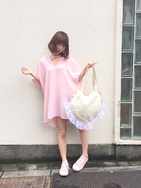 「アイテム（チョーカー、ホワイト系）」を使った、merry jenny 吉河唯さん（レディース・159cm）の夏コーディネート