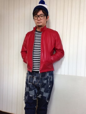 「バレンタインデートスタイル」｜「アイテム（ニットキャップ/ビーニー）」を使った、1066さん（メンズ・171cm）の冬コーディネート