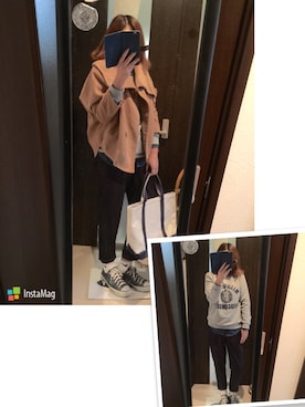 「ダンガリーシャツ」｜「アイテム（その他アウター）」を使った、9さん（レディース・164cm）の冬コーディネート