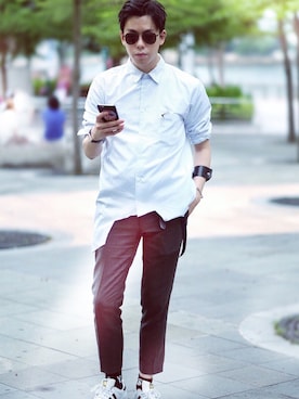 「Steve J ＆Yoni P（スティーブジェイアンドヨニピー）のアイテム」を使った、Caylen Chanさん（メンズ・177cm）の夏コーディネート