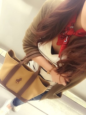 「POLO RALPH LAUREN（ポロ ラルフ ローレン）のアイテム（ハンドバッグ、ブラウン系）」を使った、ｋａｎａさん（レディース・150cm）の春コーディネート