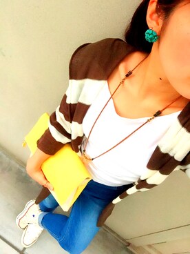 「no brand（ノーブランド）のアイテム（カーディガン/ボレロ、ブラウン系）」を使った、ｋａｎａさん（レディース・150cm）の春コーディネート