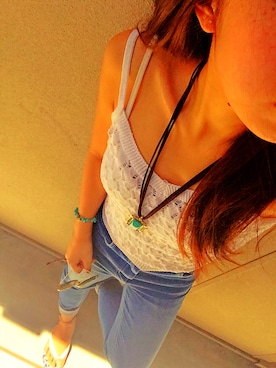 「no brand（ノーブランド）のアイテム（キャミソール、ホワイト系）」を使った、ｋａｎａさん（レディース・150cm）の夏コーディネート