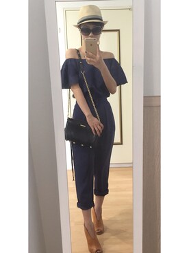 「TAIPEI」｜「アイテム（つなぎ/オールインワン）」を使った、FiFiさん（レディース・158cm）の夏コーディネート