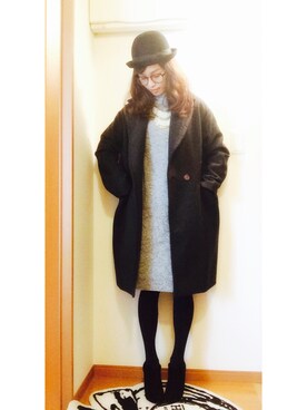 「ハグマグ」｜「アイテム（ダウンジャケット/コート）」を使った、岡田怜奈さん（レディース・160cm）の冬コーディネート