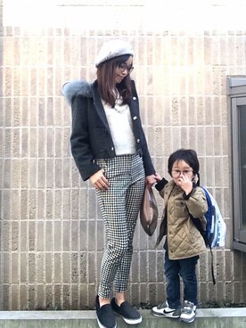 「ハグマグ」｜「アイテム（ハンチング/ベレー帽）」を使った、岡田怜奈さん（レディース・160cm）の冬コーディネート