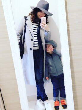 「ハグマグ」｜「アイテム（ダウンジャケット/コート）」を使った、岡田怜奈さん（レディース・160cm）の冬コーディネート