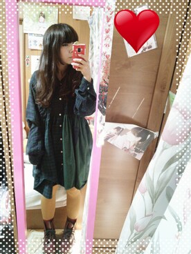 「aiko」｜「アイテム（シャツワンピース）」を使った、はるかさん（レディース・154cm）の冬コーディネート