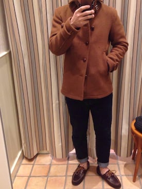 「URBAN RESEARCH（アーバンリサーチ）のアイテム（ピーコート）」を使った、TERUZさん（メンズ・170cm）の冬コーディネート