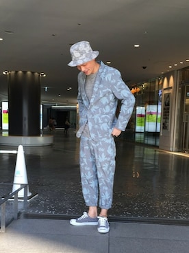 「JUNRED（ジュンレッド）のアイテム（帽子）」を使った、masachikaさん（メンズ・180cm）の春コーディネート