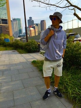 「JUNRED（ジュンレッド）のアイテム（帽子）」を使った、masachikaさん（メンズ・180cm）の春コーディネート