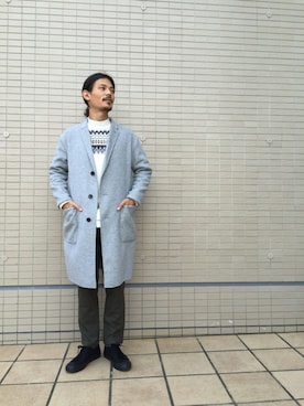 「グラミチ」｜「アイテム（チェスターコート）」を使った、masachikaさん（メンズ・180cm）の秋コーディネート