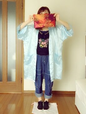 「Panamaboy（パナマボーイ）のアイテム（その他アウター）」を使った、なっちゃんさん（レディース・155cm）の夏コーディネート