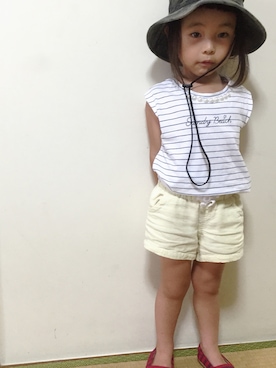 「EDWIN（エドウィン）のアイテム（帽子）」を使った、himahiyoさん（キッズ・100cm）の夏コーディネート