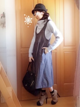 「B.L.U.E（ビーエルユーイー）のアイテム（ワンピース/ドレス）」を使った、Tyraさん（レディース・158cm）の冬コーディネート