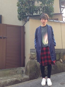 「FACETASM（ファセッタズム）のアイテム（トレンチコート）」を使った、kazuyamodeさん（メンズ・172cm）の春コーディネート