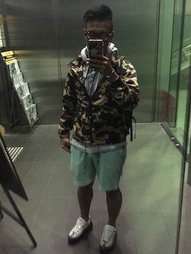 「Bape」｜「アイテム（ナイロンジャケット）」を使った、shupinさん（メンズ・179cm）の夏コーディネート