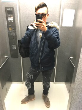 「HELMUT LANG（ヘルムートラング）のアイテム（スウェット）」を使った、shupinさん（メンズ・179cm）の秋コーディネート