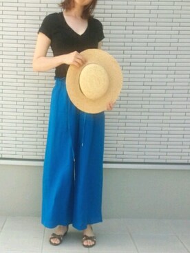 「ブルー×ブラック」｜「アイテム（その他）」を使った、みーほさん（レディース・162cm）の夏コーディネート