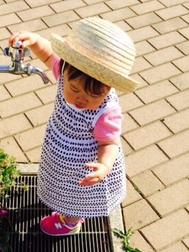 「OLD NAVY（オールドネイビー）のアイテム（ワンピース、ホワイト系）」を使った、hiitanさん（キッズ・90cm）の春コーディネート