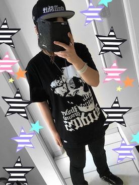 「SKULL SHIT（スカルシット）のアイテム」を使った、OZROさん（レディース・159cm）の夏コーディネート