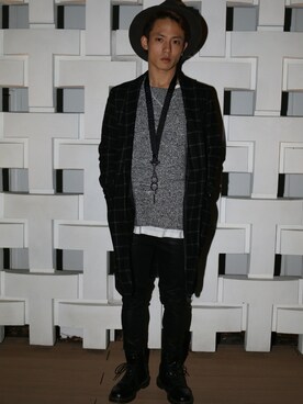 「GIVENCHY」｜「アイテム（チェスターコート）」を使った、Hiromu Iizukaさん（メンズ・164cm）の冬コーディネート