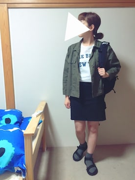「teva」｜「アイテム（ミリタリージャケット）」を使った、Chanaさん（レディース・155cm）の春コーディネート