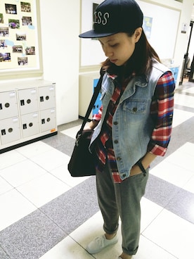 「LESS（レス）のアイテム（キャップ）」を使った、Meiさん（レディース・156cm）の夏コーディネート