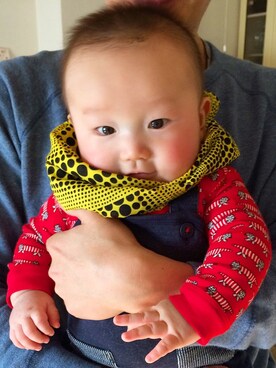 「Lisa Larson（リサラーソン）のアイテム（トップス）」を使った、Arataさん（キッズ・70cm）の夏コーディネート