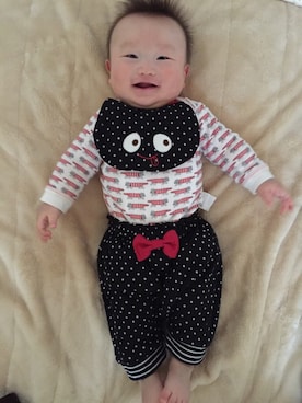 「Lisa Larson（リサラーソン）のアイテム（トップス）」を使った、Arataさん（キッズ・70cm）の夏コーディネート