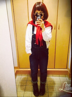 「SEVENDAYS=SUNDAY（セブンデイズサンデイ）のアイテム（メガネ）」を使った、AKKOさん（レディース・150cm）の秋コーディネート